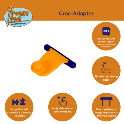 Croc-Adapter • Pack of 4 (PP17) • 5mm & 8mm Awning sail track adapter for Crocodiles & TieStrap