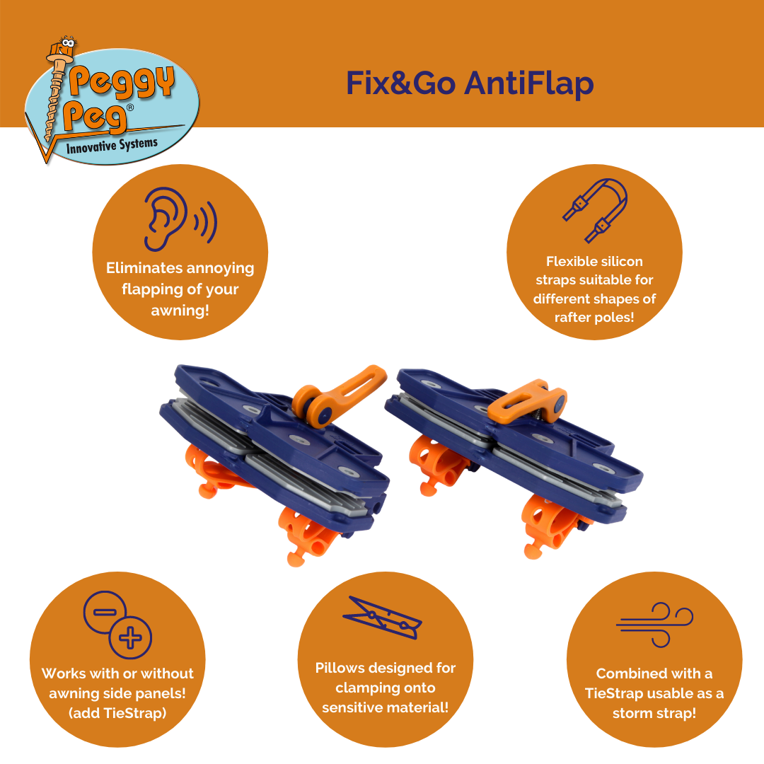 Fix&Go AntiFlap Awning clamp • Pack of 2 (PP19) • Eliminate the annoying flapping sound!