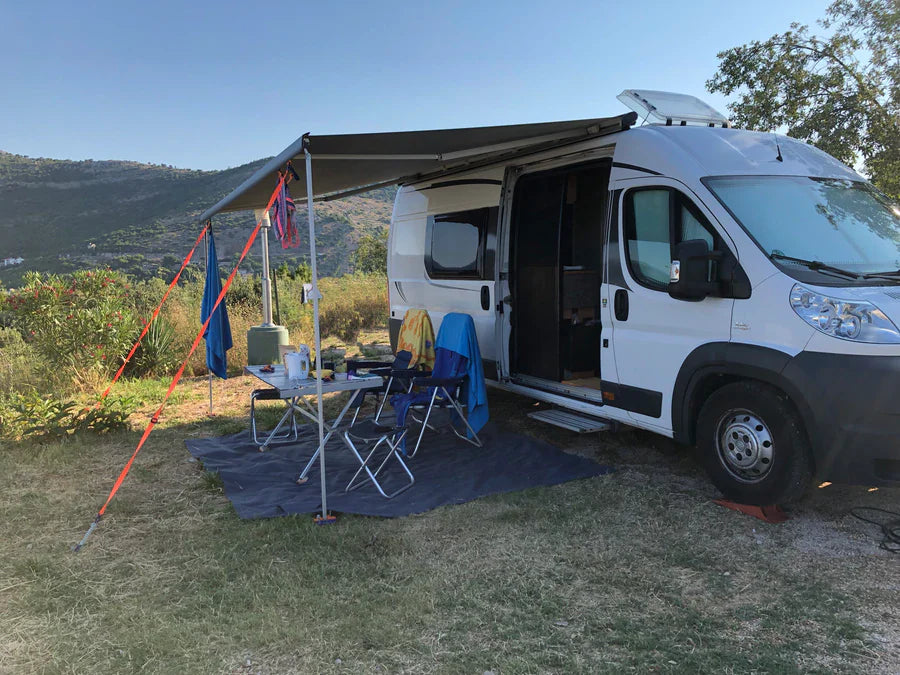 How do I properly secure my awning with Peggy Peg products?