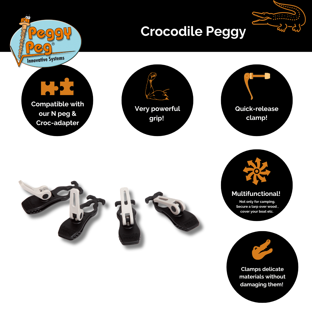 Crocodile PEGGY® Quick-Release Clamp Black Edition • Pack of 4 (PP10BK)