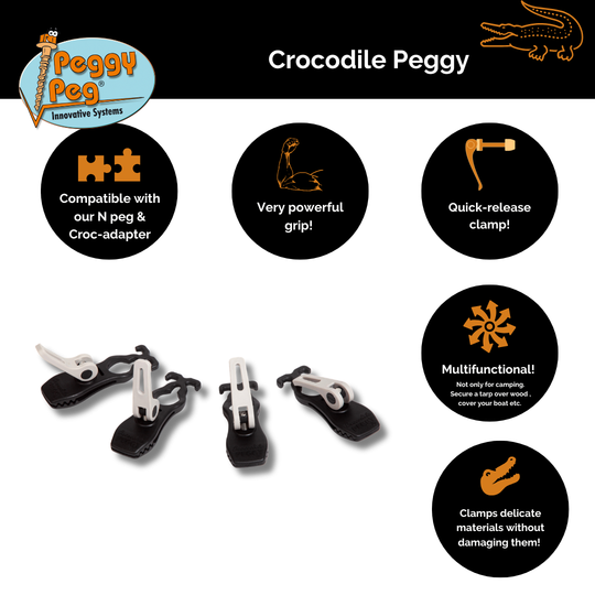 Crocodile PEGGY® Quick-Release Clamp Black Edition • Pack of 4 (PP10BK)