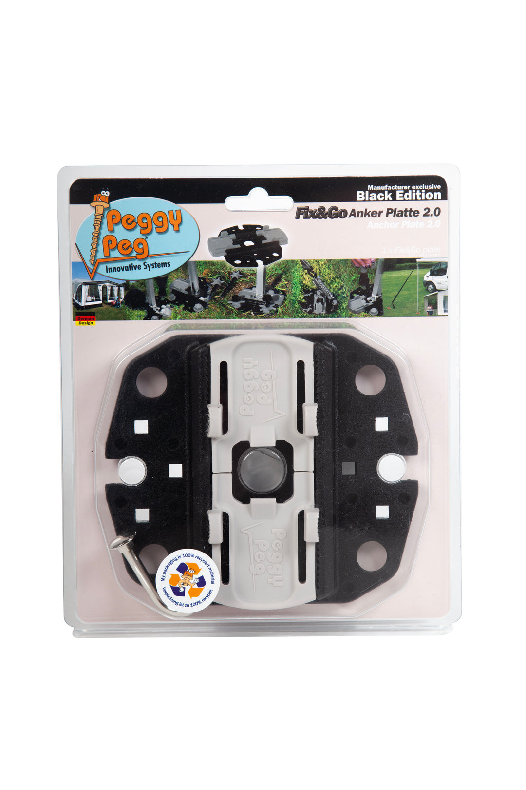 Fix&Go Anchor Plate 2.0 Black • Single item (PP16BK) • Thule Omnistor, Dometic & Fiamma awning anchor plate (Obelink feet do not fit!)