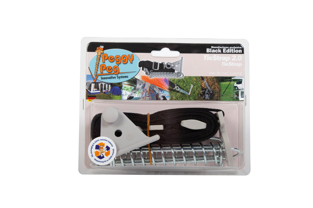Tie Strap 2.0 (1.5-3 m) black • single item (PP25BK) • adjustable awning tension strap (Thule Omnistor, Dometic, Fiamma, etc.)
