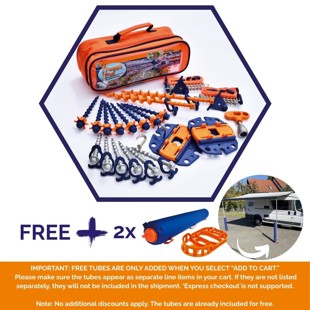 Jumbo Set for camper awnings • Set incl. XL-bag (PP31) • Top equipment for Thule Omnistor, Dometic & Fiamma awnings (No Obelink fit!)