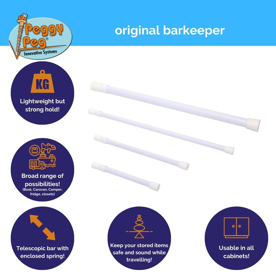 barkeeper® Aluminium Long (L) 41-71cm white • Pack of 2 • Tension rod
