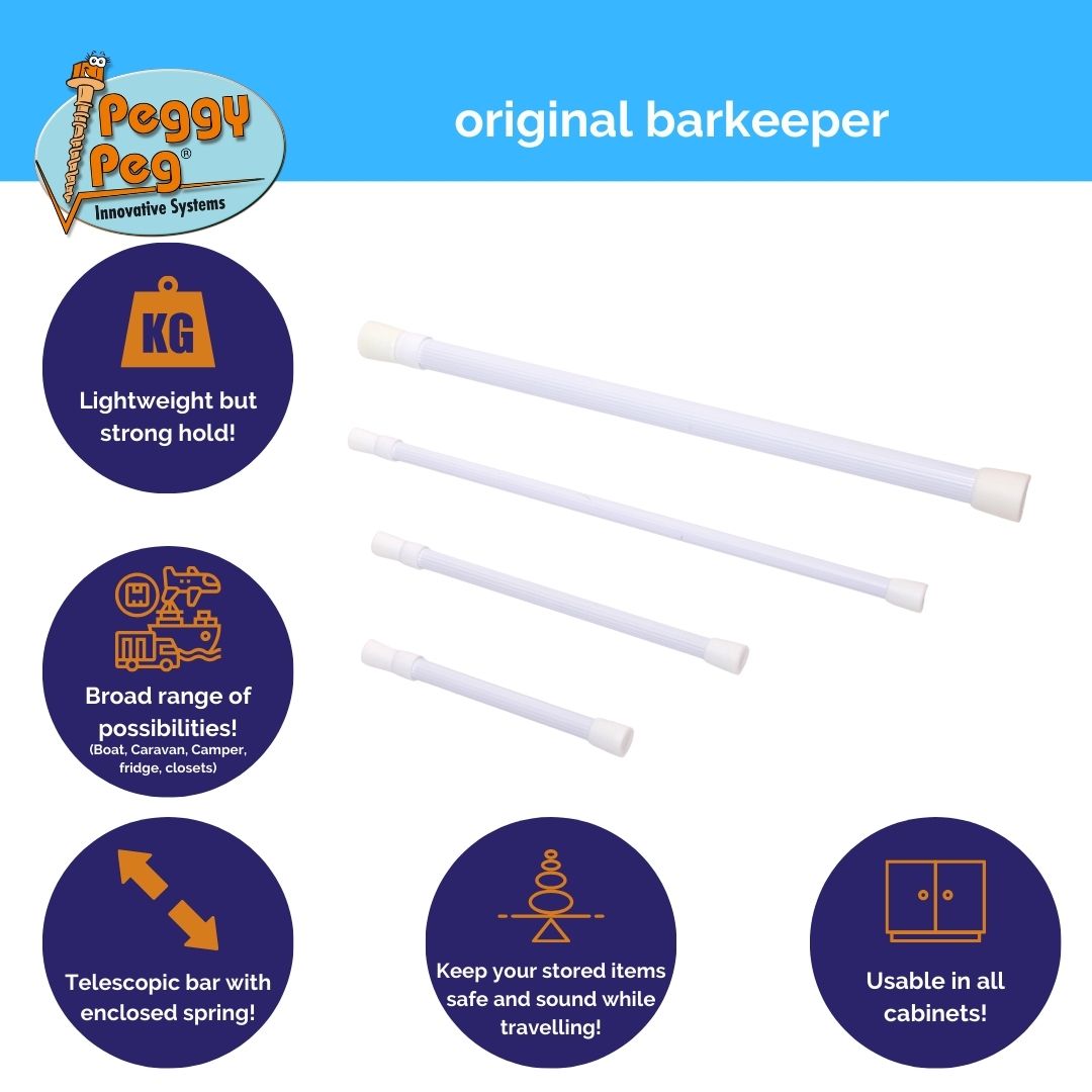 barkeeper® Aluminium Small (S) 19-27cm white • Pack of 2 • Tension rod