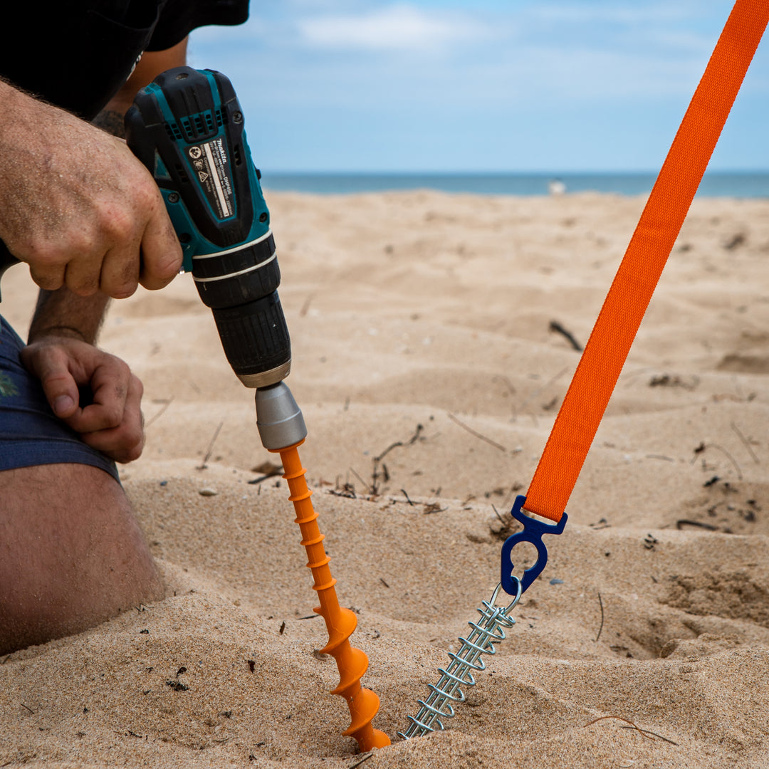 Screw-in Peg Long (L) 31cm • Pack of 2 (PP12) • Heavy Duty Large Plastic Sand Pegs for Sandy / Gravel Subsoil