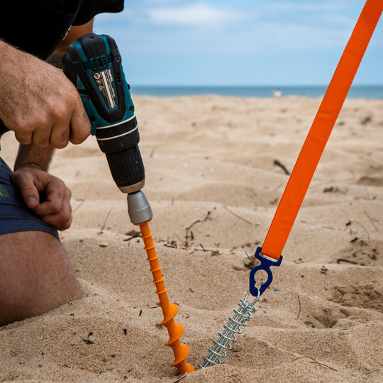 Screw-in Peg Long (L) 31cm • Pack of 2 (PP12) • Heavy Duty Large Plastic Sand Pegs for Sandy / Gravel Subsoil