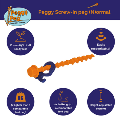 Screw-in Peg Normal (N) 20cm • Pack of 12 (PP02) • Tarps, Tents, Awnings, Gazebos etc.