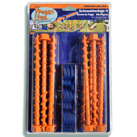 Screw-in Peg Normal (N) 20cm • Pack of 12 (PP02) • Tarps, Tents, Awnings, Gazebos etc.