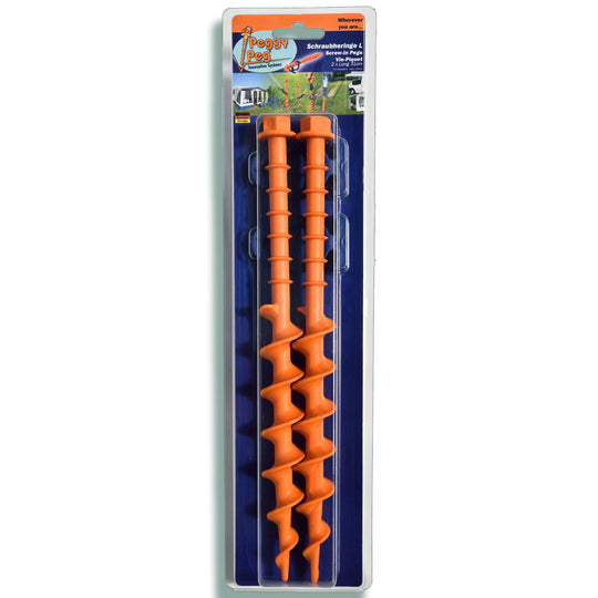 Screw-in Peg Long (L) 31cm • Pack of 2 (PP12) • Heavy Duty Large Plastic Sand Pegs for Sandy / Gravel Subsoil