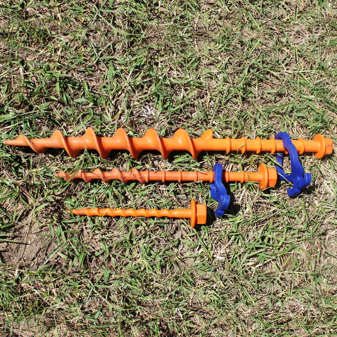 Screw-in Peg Long (L) 31cm • Pack of 2 (PP12) • Heavy Duty Large Plastic Sand Pegs for Sandy / Gravel Subsoil