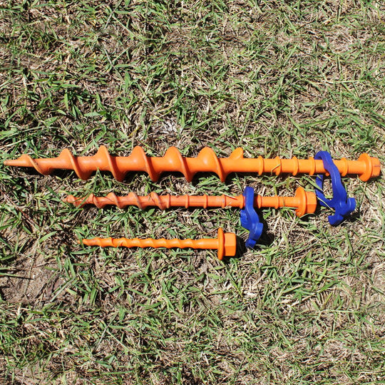 Screw-in Peg Long (L) 31cm • Pack of 2 (PP12) • Heavy Duty Large Plastic Sand Pegs for Sandy / Gravel Subsoil