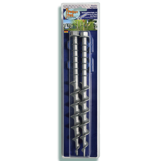 Screw-in Peg Long Aluminium (LA) 31cm • Pack of 2 (PP13) • Heavy Duty Aluminium Sand Pegs for Sandy / Gravel Subsoil