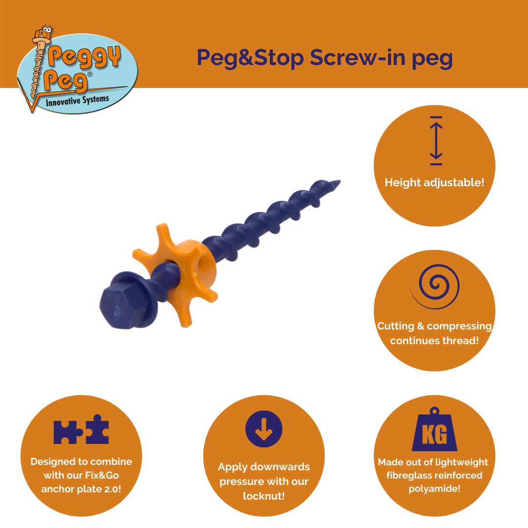 Screw-in Peg Peg&Stop Small (P&S S) 16cm • Pack of 6 (PP01) • for all anchor plates