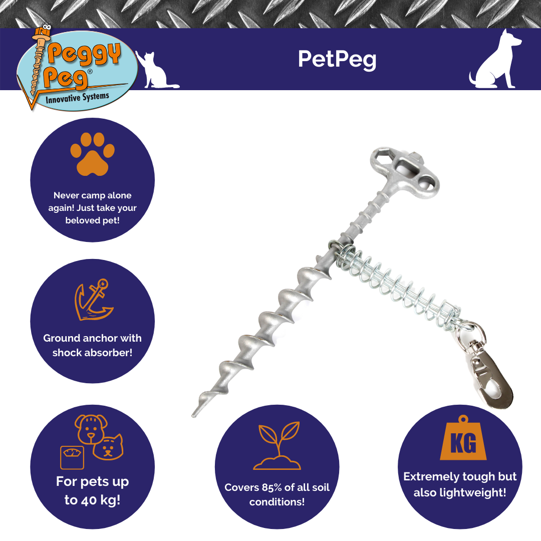 PetPeg • Single item (HP62) • Ground anchor with shock absorber for your beloved Pet!
