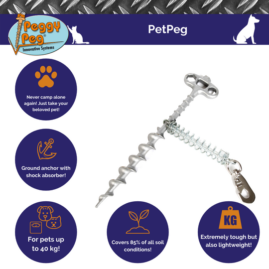 PetPeg • Single item (HP62) • Ground anchor with shock absorber for your beloved Pet!