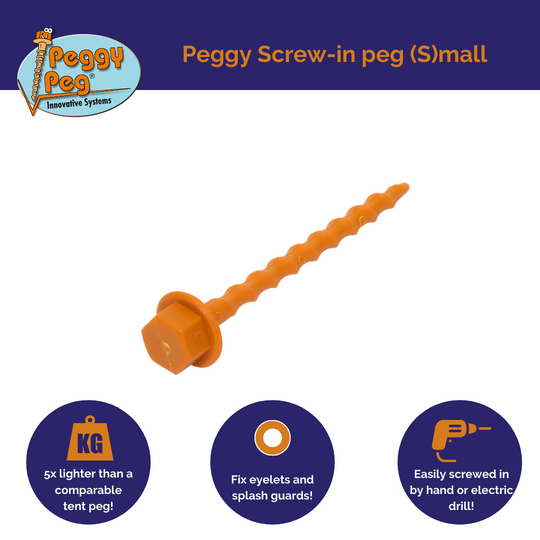 Screw-in Peg Small (S) 12cm • Pack of 12 (PP05) • Ground Matting & Sunshade Pegs